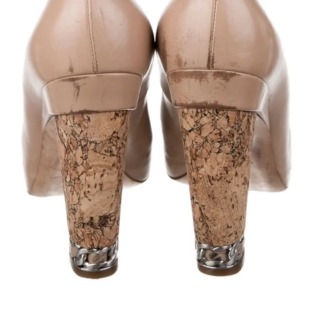 Tan High Heeled Peep-Toe Shoes CHANEL Sz 40